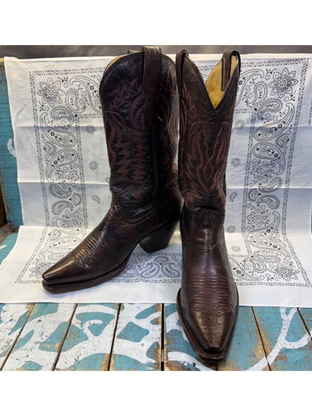 CORRAL Brown/Bronze Metallic Leather Snip Toe Cowgirl Boots R2425 Women Sz 6M